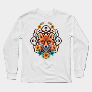 Fox and flowers tattoo style 1 Long Sleeve T-Shirt